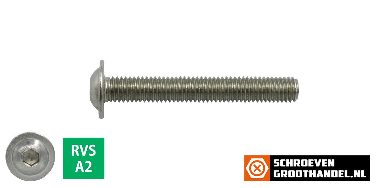Alternatieve afbeelding voor Laagbolkopschroeven laagbolkop met flens M5 x 50mm RVS A2 ISO7380-2 100 stuks