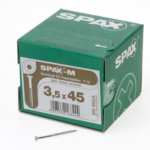 Alternatieve afbeelding voor Spax-M MDF-schroeven 3,5x45/30 mm verzinkt freeskop TORX 200 stuks