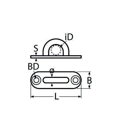 Alternatieve afbeelding voor Mastoog ovale grondplaat 60mm RVS A2 1 stuk