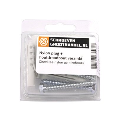 Alternatieve afbeelding voor Nylon pluggen 10mm met houtdraadbouten 8x60 4 stuks