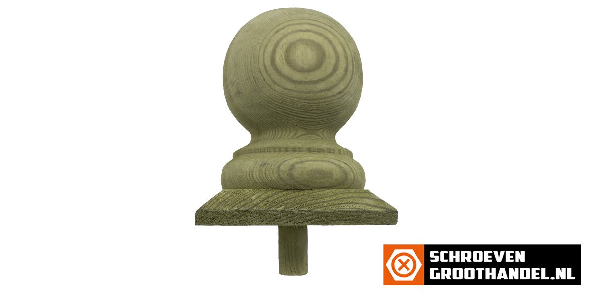Alternatieve afbeelding voor Paalkap bol-de luxe 100x100 mm hout 1 stuk