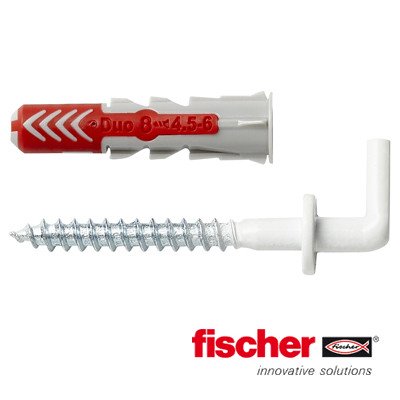 Alternatieve afbeelding voor Fischer Duopower pluggen 8x40mm met nylon winkelhaken 5,5x58mm 4 stuks