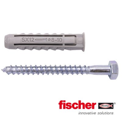Alternatieve afbeelding voor Fischer pluggen SX 12x60 S met houtdraadbouten 8x80mm 3 stuks