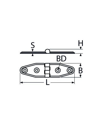 Alternatieve afbeelding voor Scharnier 105x28mm RVS A2 1 stuk