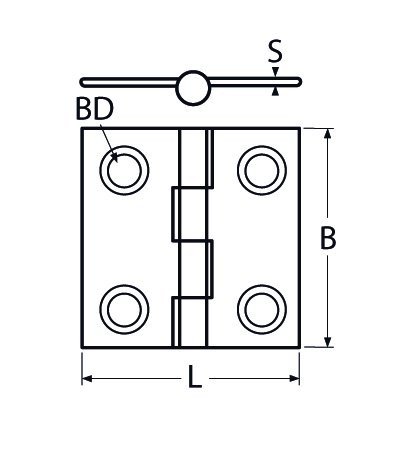 Alternatieve afbeelding voor Scharnier 50x50mm RVS A4 1 stuk