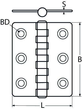 Alternatieve afbeelding voor Scharnier 50x60mm RVS A2 1 stuk