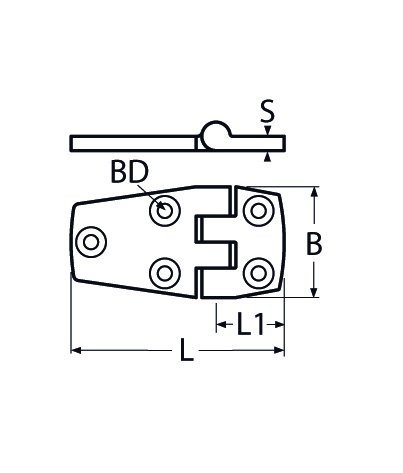Alternatieve afbeelding voor Deurscharnier 76x38mm RVS A4 1 stuk