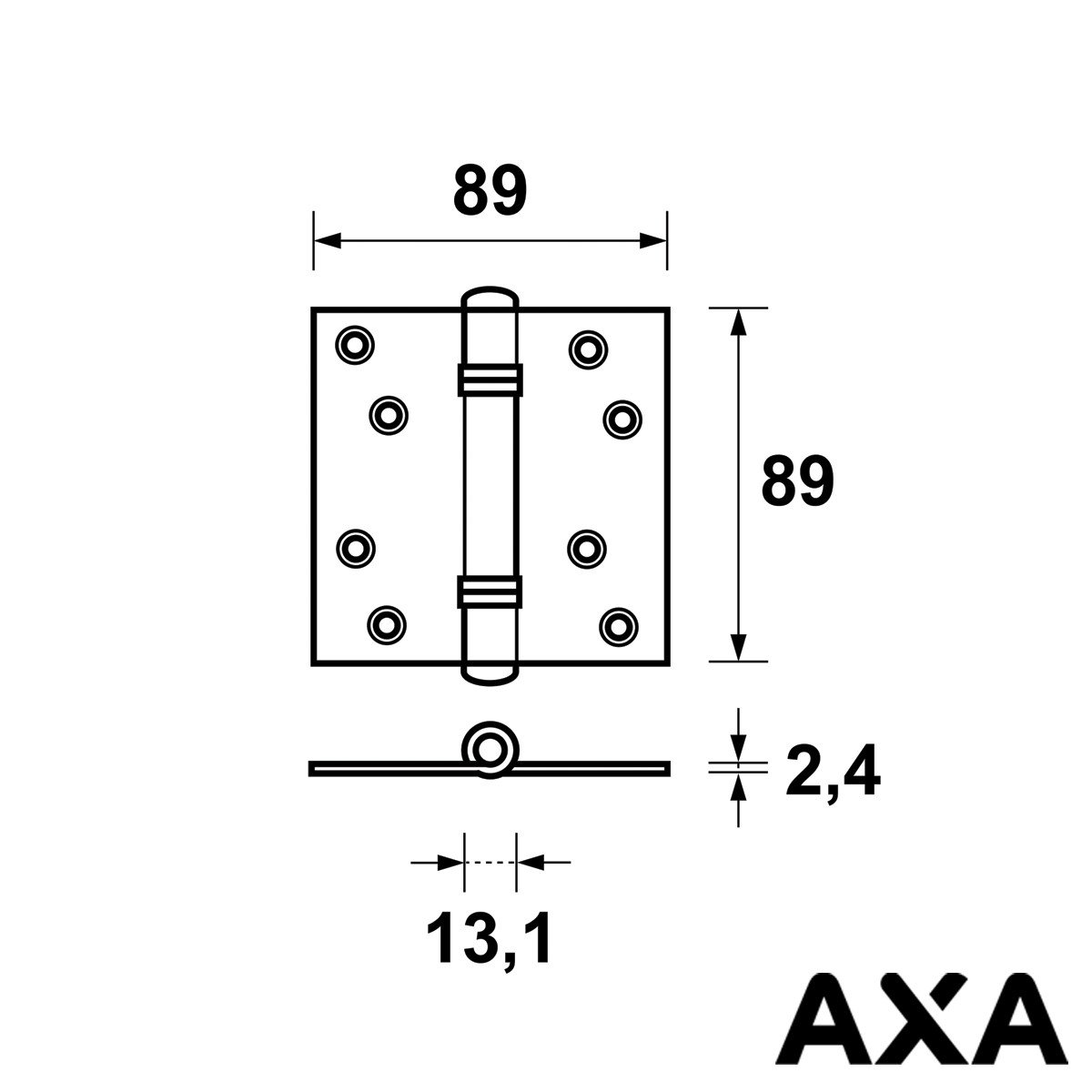 Alternatieve afbeelding voor SCHARNIER 89X89MM VENELITE STAAL