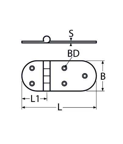 Alternatieve afbeelding voor Scharnier gegoten 146x65mm RVS A4 1 stuk