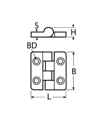 Alternatieve afbeelding voor Scharnier blindering 36x36mm RVS A4 1 stuk