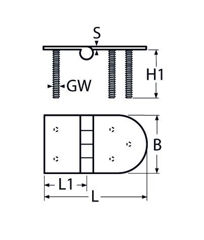 Alternatieve afbeelding voor Scharnier zonder gaten 76x40mm RVS A4 1 stuk