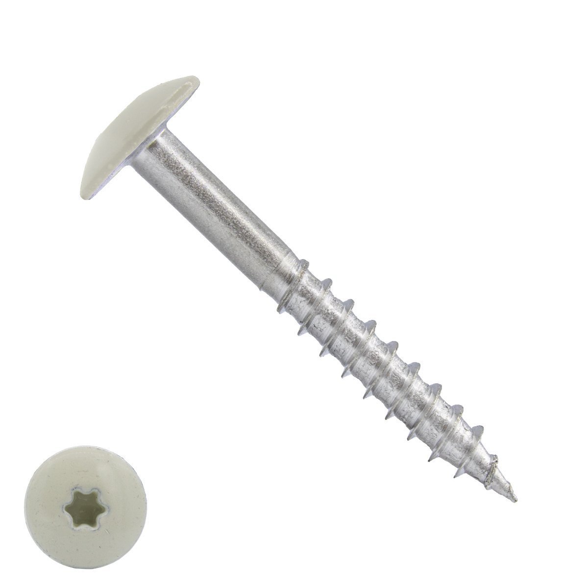 Alternatieve afbeelding voor Schroeven voor Trespa® / HPL-platen 4,8x60mm RAL1013 parelwit RVS A2 TORX 100 stuks