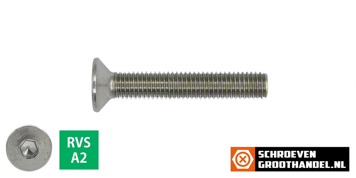 Alternatieve afbeelding voor Inbusbouten verzonken kop  M3 x 16mm RVS A2 DIN7991 100 stuks