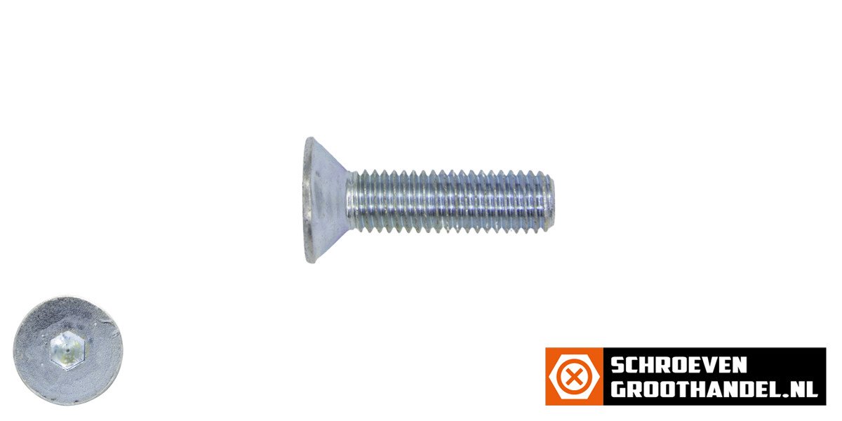 Alternatieve afbeelding voor Inbusbouten verzonken kop  M4 x 8mm verzinkt DIN7991 100 stuks