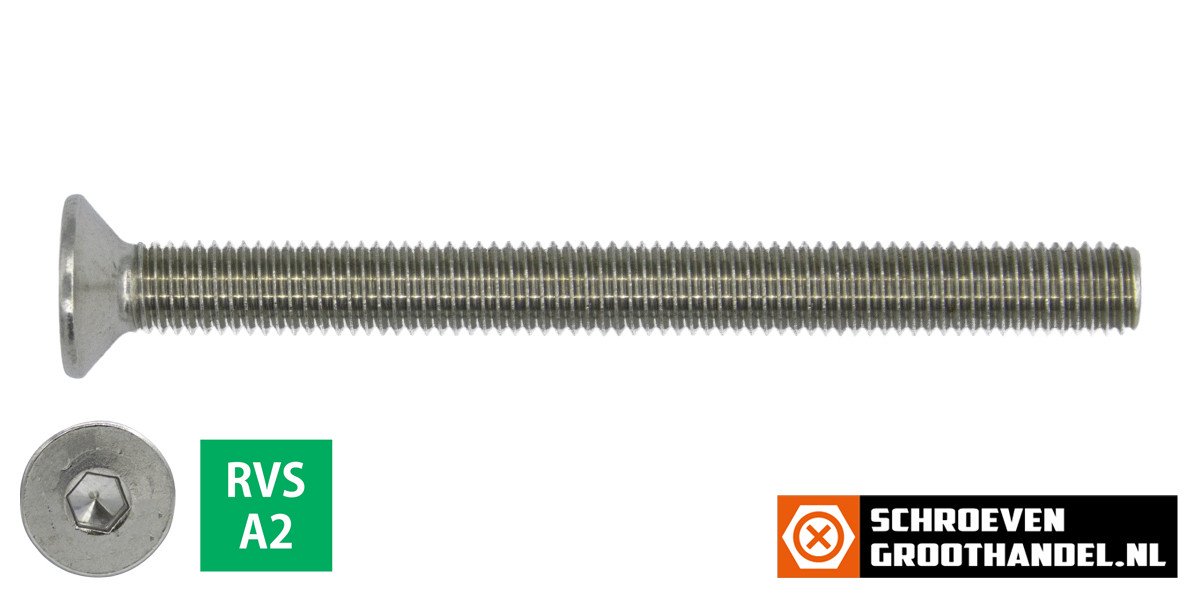 Alternatieve afbeelding voor Inbusbouten verzonken kop  M5 x 70mm RVS A2 DIN7991 100 stuks
