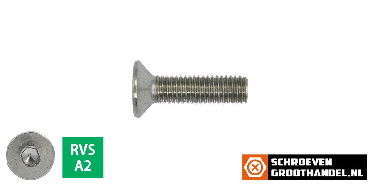 Alternatieve afbeelding voor Inbusbouten verzonken kop  M5 x 8mm RVS A2 DIN7991 100 stuks