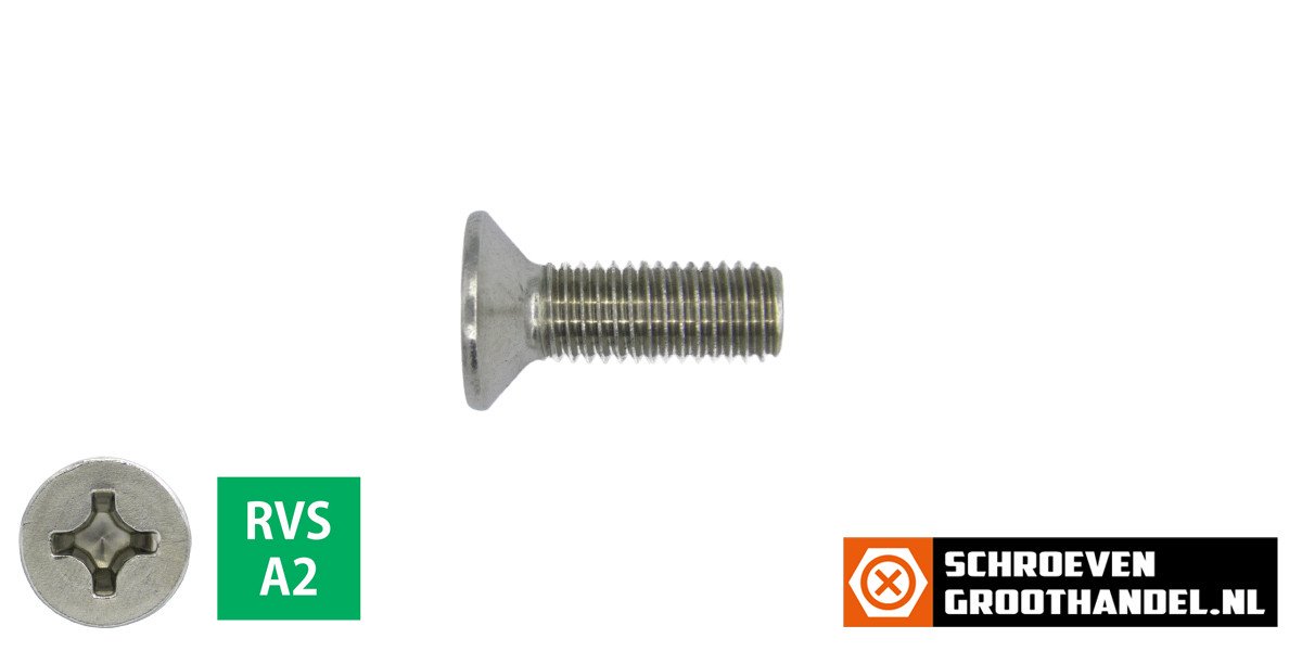 Alternatieve afbeelding voor Metaalschroeven platkop M3 x 6mm DIN965 RVS A2 philips 200 stuks