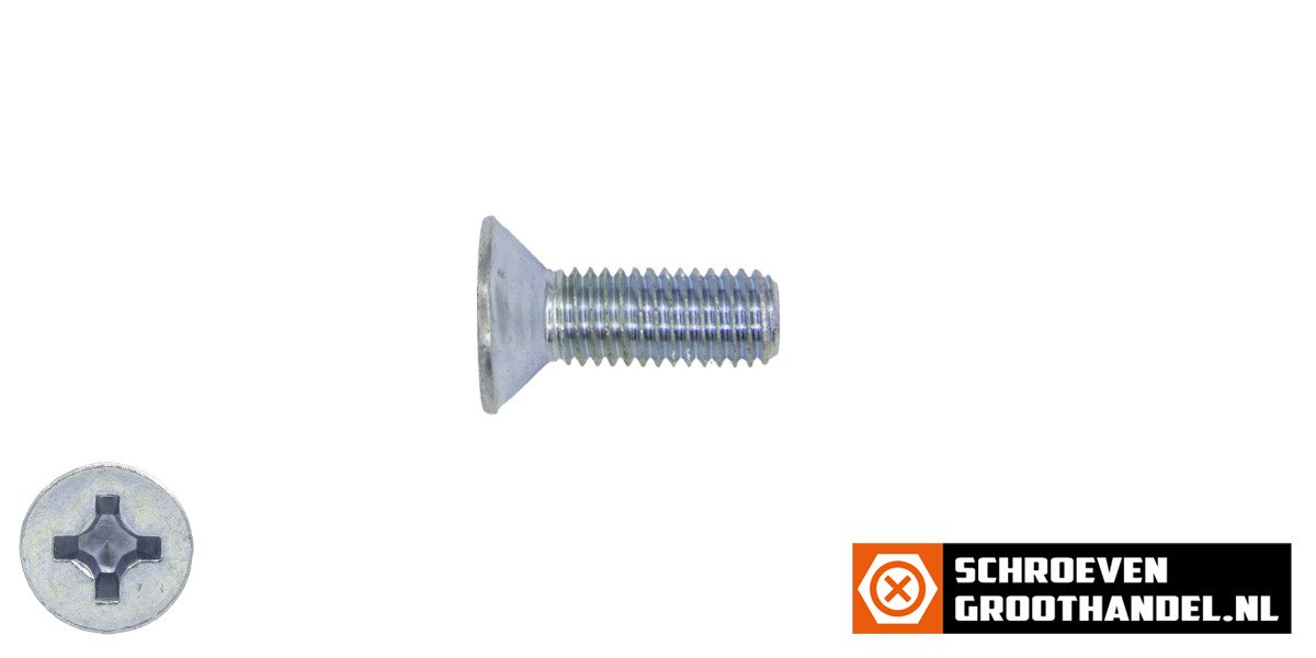 Alternatieve afbeelding voor Metaalschroeven platkop M4 x 10mm DIN965 verzinkt philips 200 stuks