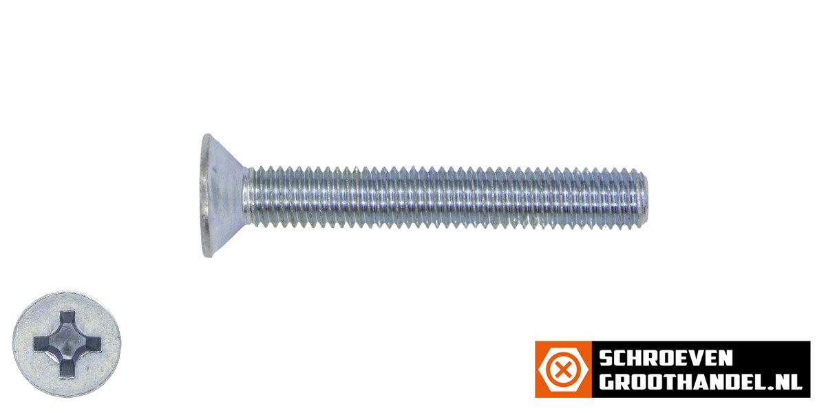 Alternatieve afbeelding voor Metaalschroeven platkop M4 x 35mm DIN965 verzinkt philips 200 stuks
