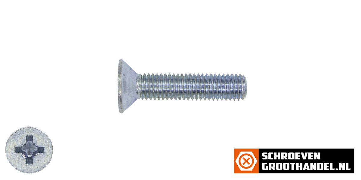 Alternatieve afbeelding voor Metaalschroeven platkop M6 x 16mm DIN965 verzinkt philips 200 stuks