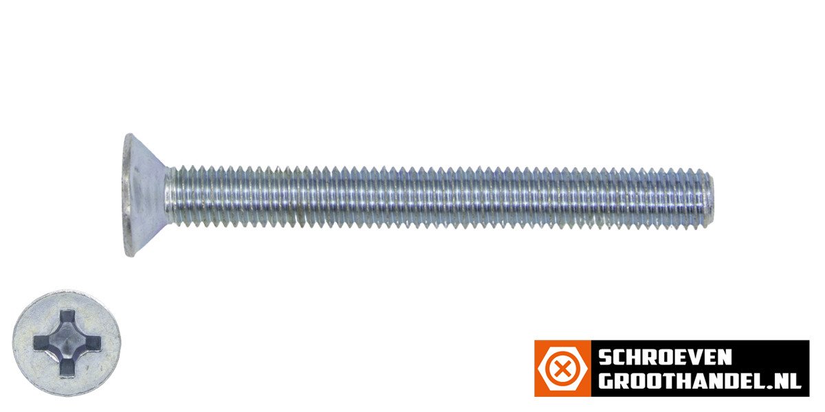 Alternatieve afbeelding voor Metaalschroeven platkop M8 x 50mm DIN965 verzinkt philips 200 stuks