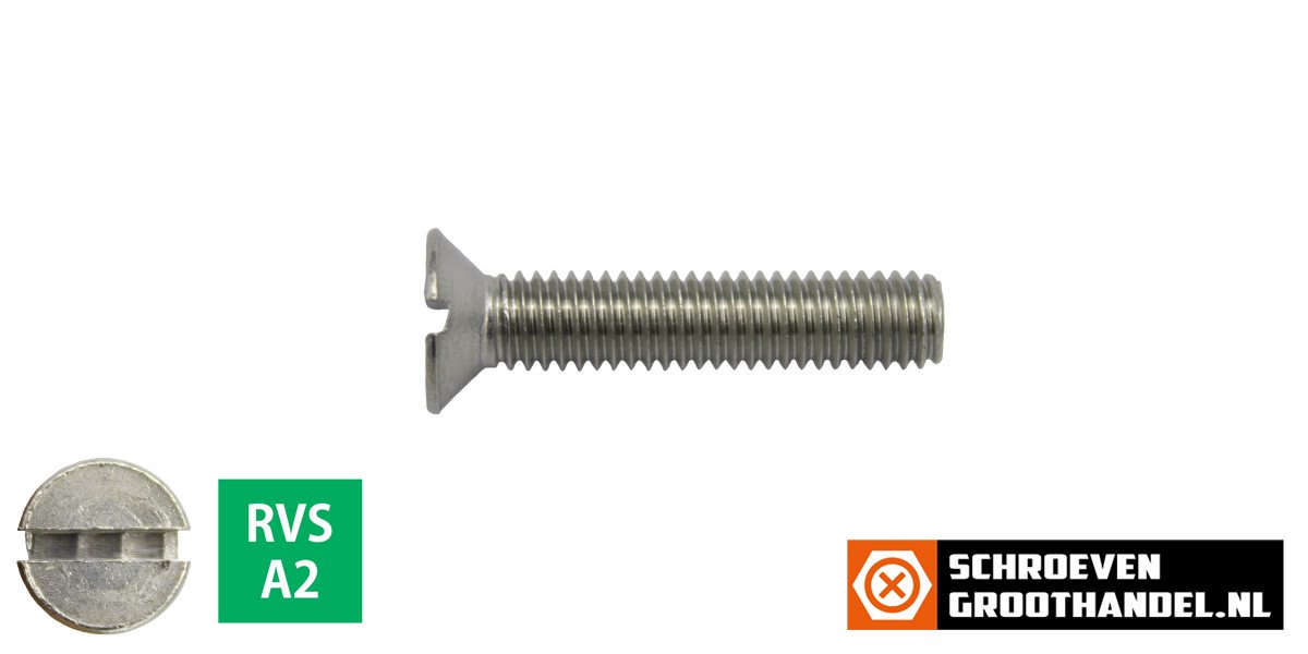 Alternatieve afbeelding voor Metaalschroeven platkop M4 x 16mm DIN963 RVS A2 zaagsnede 200 stuks