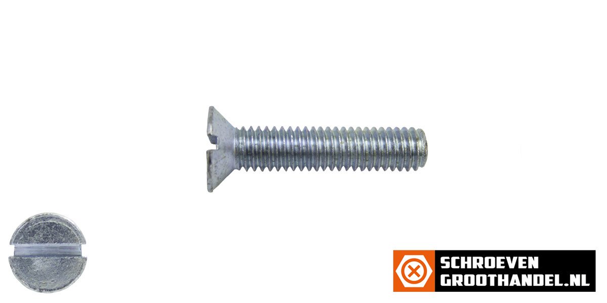 Alternatieve afbeelding voor Metaalschroeven platkop M4 x 16mm DIN963 verzinkt zaagsnede 200 stuks