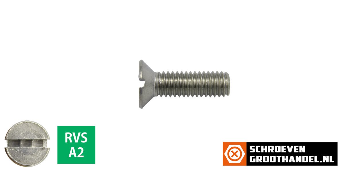 Alternatieve afbeelding voor Metaalschroeven platkop M4 x 8mm DIN963 RVS A2 zaagsnede 200 stuks