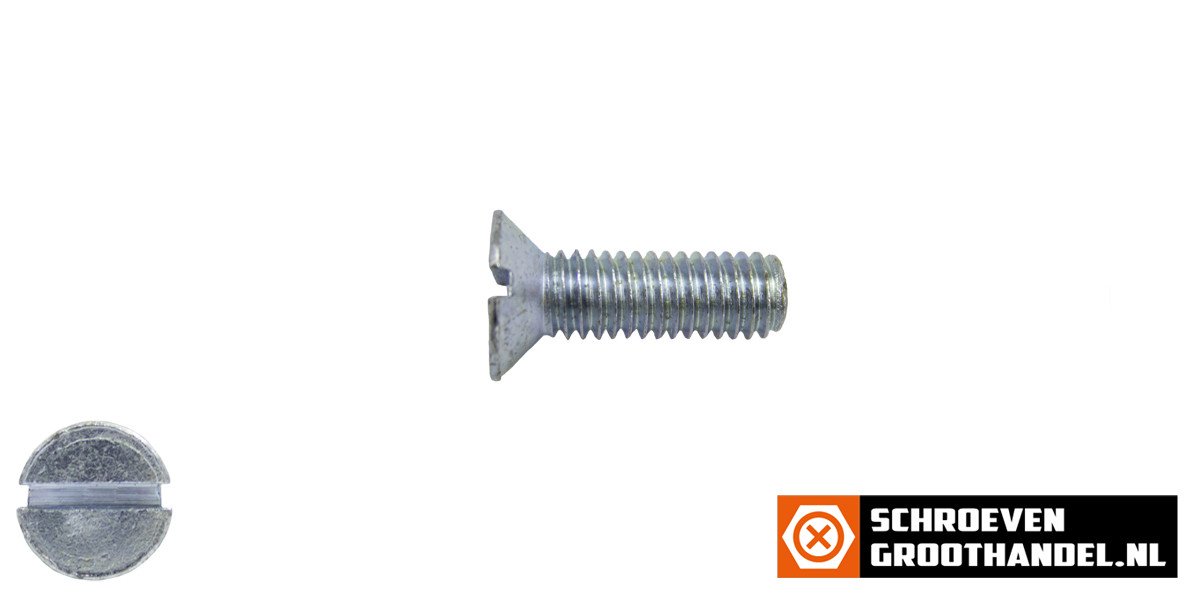 Alternatieve afbeelding voor Metaalschroeven platkop M4 x 8mm DIN963 verzinkt zaagsnede 200 stuks