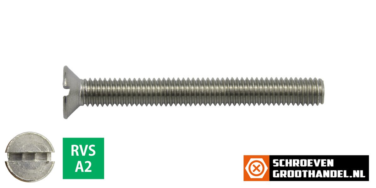Alternatieve afbeelding voor Metaalschroeven platkop M5 x 50mm DIN963 RVS A2 zaagsnede 200 stuks
