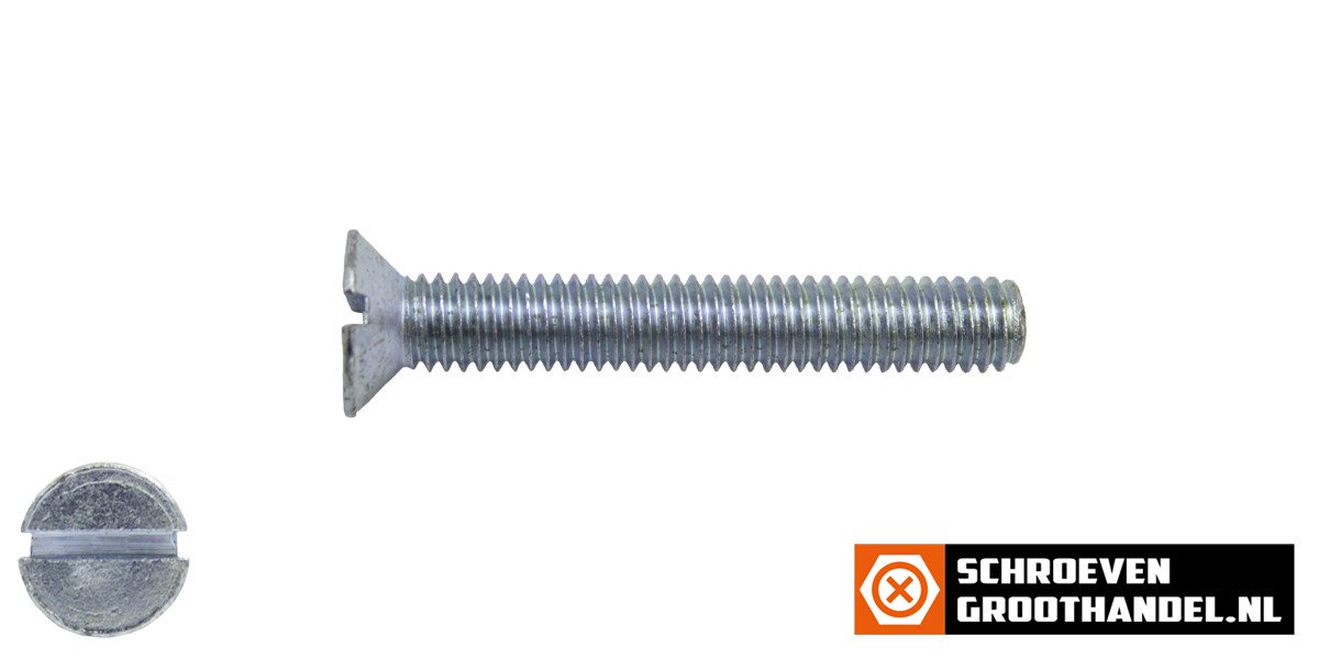 Alternatieve afbeelding voor Metaalschroeven platkop M6 x 40mm DIN963 verzinkt zaagsnede 200 stuks