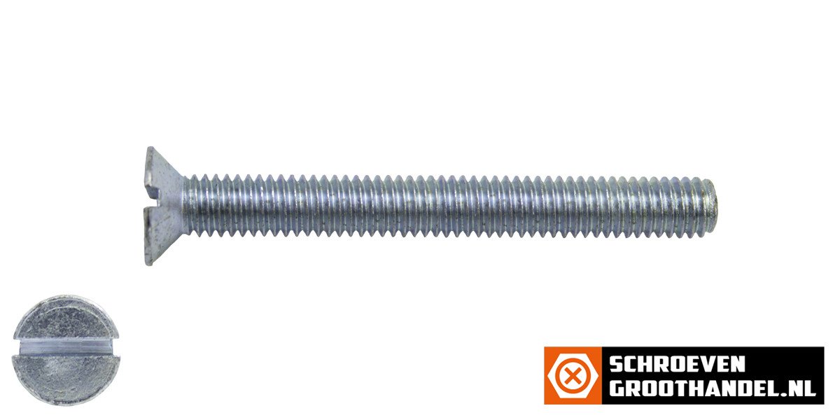 Alternatieve afbeelding voor Metaalschroeven platkop M8 x 60mm DIN963 verzinkt zaagsnede 200 stuks