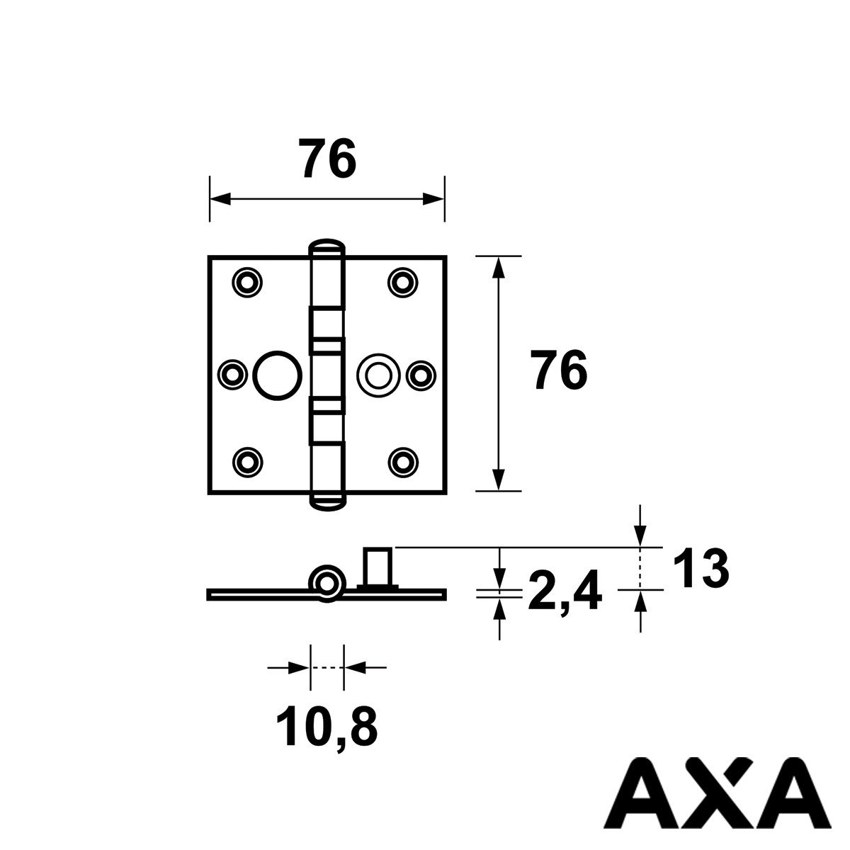 Alternatieve afbeelding voor Veiligheidsscharnier kogellager 76x76mm staal SKG** AXA