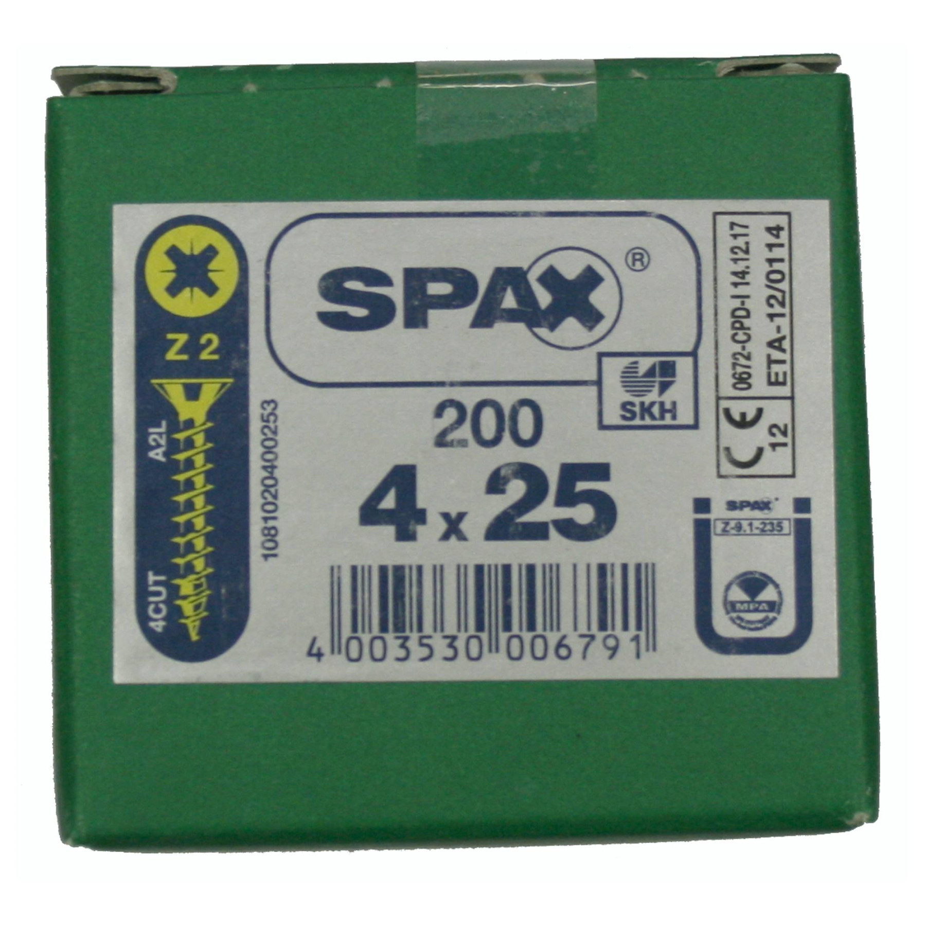 Alternatieve afbeelding voor Spax spaanplaatschroeven 4x25mm geel verzinkt platkop pozidriv 200 stuks