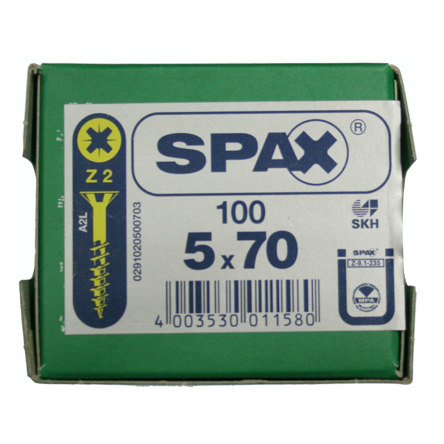 Alternatieve afbeelding voor Spax spaanplaatschroeven 5x70mm deeldraad geel verzinkt platkop pozidriv 100 stuks
