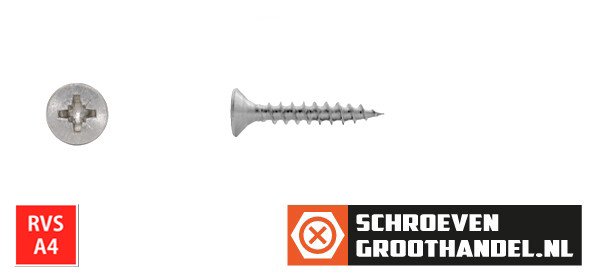 Alternatieve afbeelding voor Spaanplaatschroeven 3x20mm RVS A4 platkop pozidriv-1 500 stuks