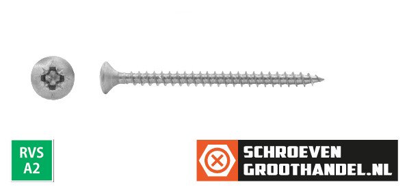 Alternatieve afbeelding voor Spaanplaatschroeven 4x50mm RVS A2 lenskop pozidriv-2 200 stuks