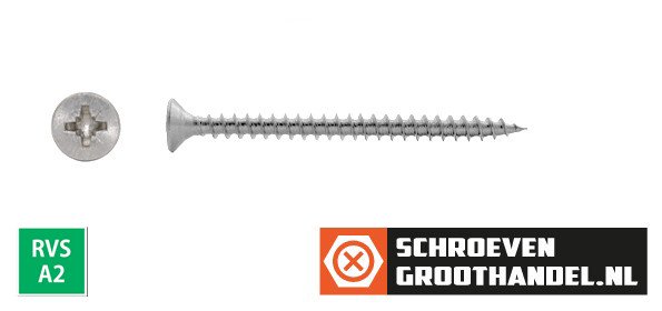 Alternatieve afbeelding voor Spaanplaatschroeven 4x50mm RVS A2 platkop pozidriv-2 200 stuks