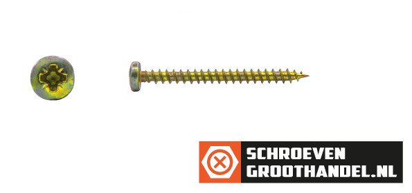 Alternatieve afbeelding voor Spaanplaatschroeven 5x40mm geel verzinkt rondkop pozidriv-2 200 stuks