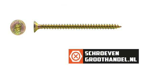 Alternatieve afbeelding voor Spaanplaatschroeven 5x60mm geel verzinkt platkop TORX-25 200 stuks