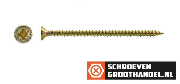 Alternatieve afbeelding voor Spaanplaatschroeven 6x70mm geel verzinkt platkop pozidriv-3 200 stuks