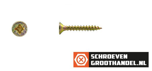 Alternatieve afbeelding voor Spaanplaatschroeven 3,5x25mm geel verzinkt platkop pozidriv-2 200 stuks