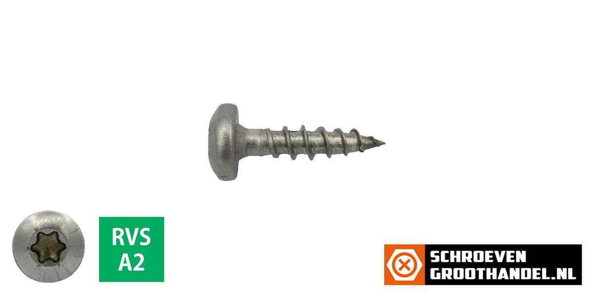 Alternatieve afbeelding voor Spaanplaatschroeven 3x16 mm RVS A2 rondkop TORX 500 stuks