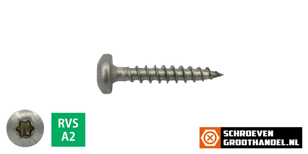 Alternatieve afbeelding voor Spaanplaatschroeven 3x25 mm RVS A2 rondkop TORX 500 stuks