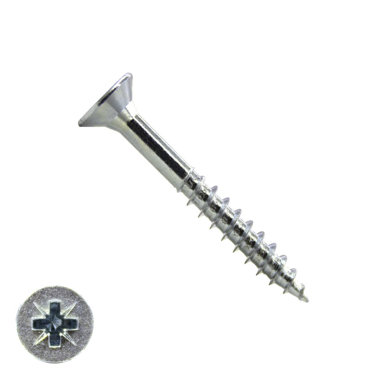 Alternatieve afbeelding voor Spaanplaatschroeven 3x40/24mm verzinkt platkop pozidriv-1 200 stuks
