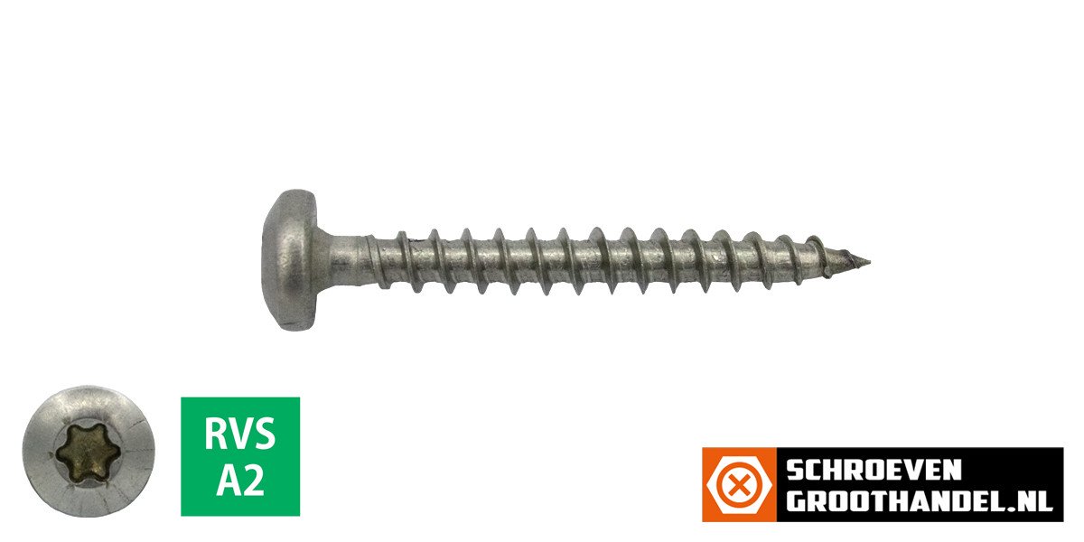 Alternatieve afbeelding voor Spaanplaatschroeven 4x30mm RVS A2 rondkop TORX 500 stuks