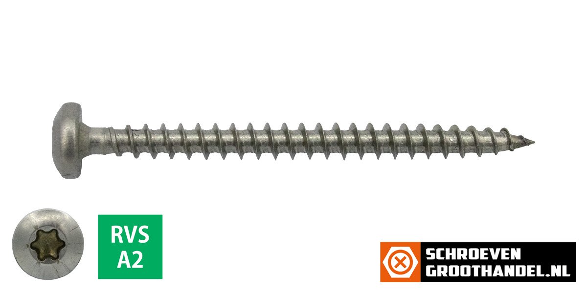 Alternatieve afbeelding voor Spaanplaatschroeven 4x50mm RVS A2 rondkop TORX 200 stuks