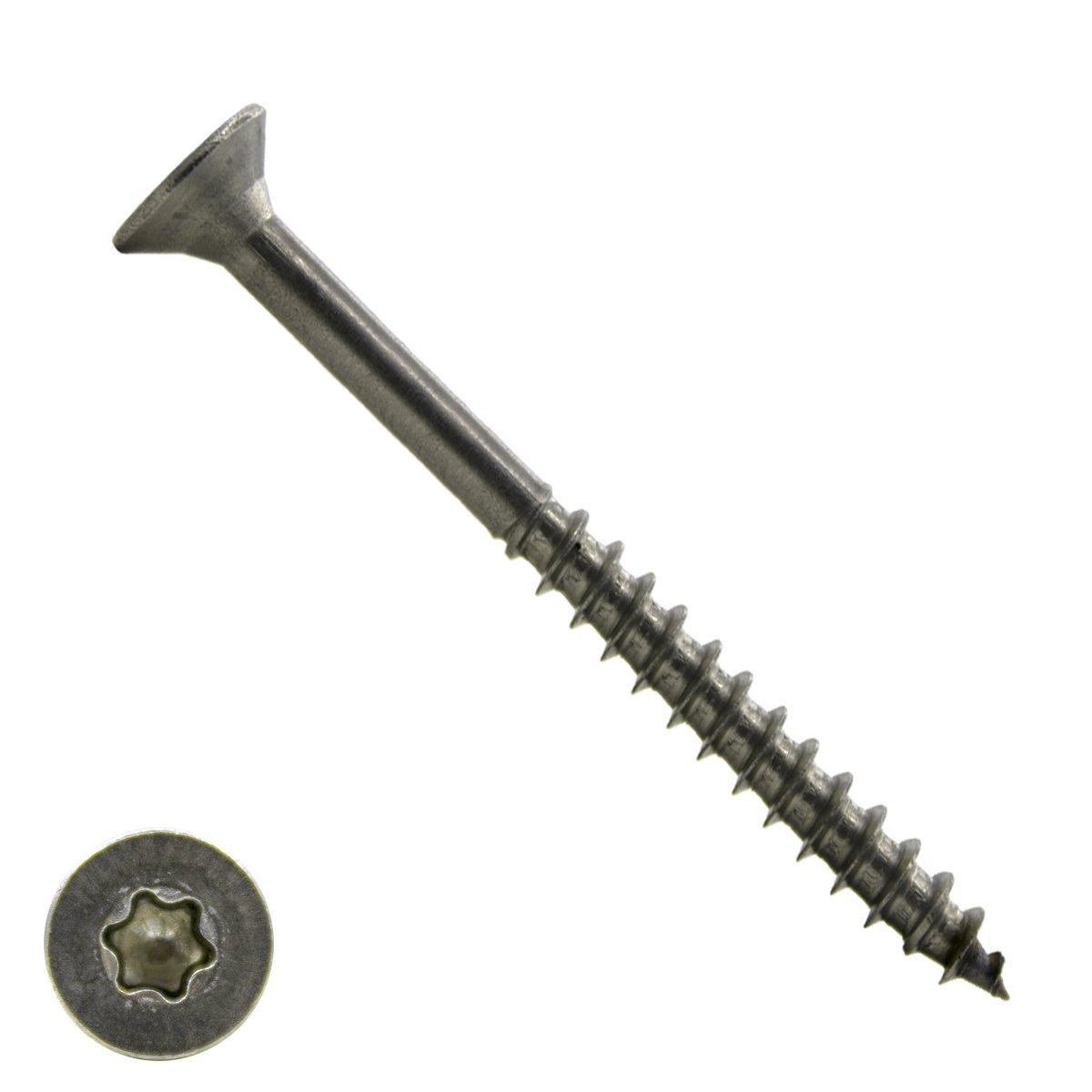 Alternatieve afbeelding voor Spaanplaatschroeven 6x80/48mm RVS A4 platkop TORX-25 100 stuks