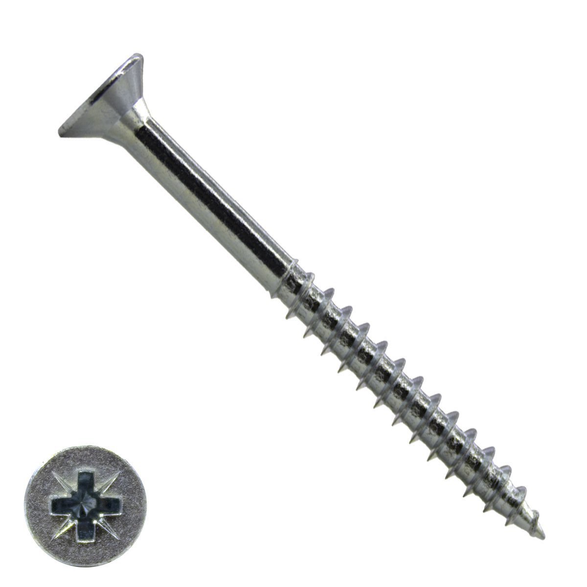 Alternatieve afbeelding voor Spaanplaatschroeven 6x80/48mm verzinkt platkop pozidriv-3 200 stuks