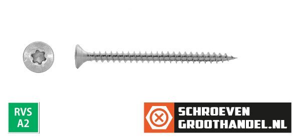 Alternatieve afbeelding voor Spaanplaatschroeven 8x50mm RVS A2 platkop TORX-40 100 stuks